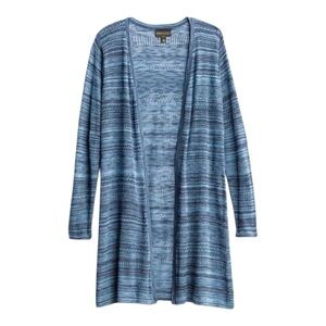 Absolutely | Doris’s Blue Striped Open Draped Cardigan | 1X